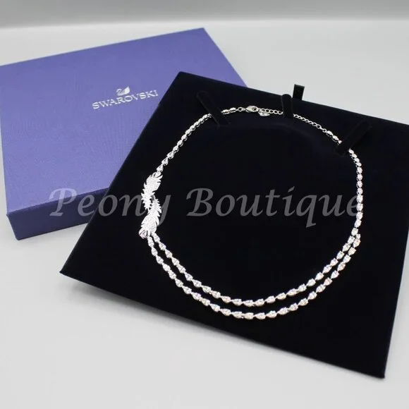 Swarovski 5493404 Nice feather crystal necklace jewelry elegant fashion silver